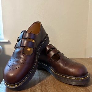 Dr. Martens “Aztec Crazy Horse Tear Drop T-Bar Sandal”